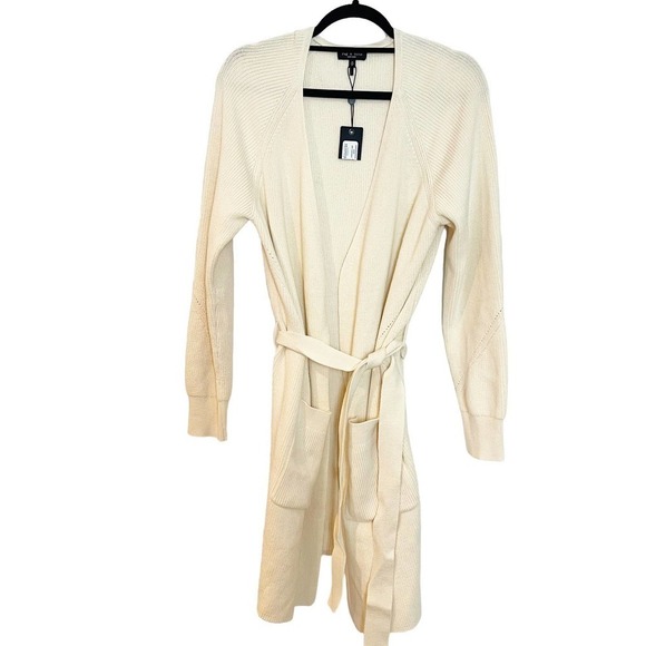 Rag & Bone Amy Cardigan Ribbed Open Front Belted Long Sweater Women's Size M NWT - Picture 1 of 10